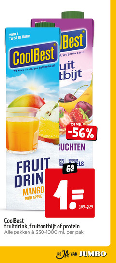  coolbest vruchtensap with twist dairy it cool you best fruit mango apple vruchten fruitdrink fruitontbijt protein pakken ml pak jumbo 