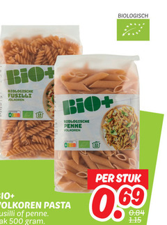  bio plus pasta 500 biologische fusilli volkoren penne biologisch zak stuk 69 