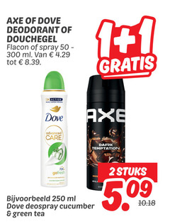 axe dove douchegel deodorant 1 2 50 250 300 flacon spray ml 3x action protect refresh advanced care dark temptation 72h gofresh pro ceramide technology cucumber green tea sort anti-perspirant anti transpirant deospray all stuks 