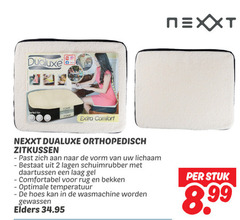  2 for foam comfort nexxt orthopedisch zitkussen vorm lichaam lagen schuimrubber daartussen laag gel comfortabel rug bekken temperatuur hoes wasmachine gewassen elders stuk 