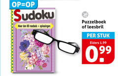  80 sudoku raadsels puzzelboek leesbril stuk elders 