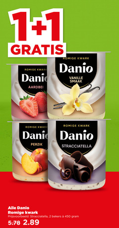  danone danio kwark 1 2 450 romige aardbei vanille dani perzik stracciatella bekers 