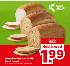  brood koren korenlanders rond wit bruin volkoren gesneden 