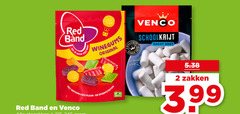  red band venco winegums drop 2 redband original natuurlijke kleur smaakstoffen schoolkrijt enige zacht zoet zakken 3.99 
