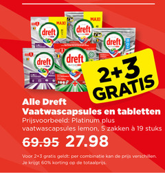  dreft vaatwasmiddel 1 2 3 5 19 40 60 maxi vaatwascapsules tabletten platinum lemon zakken stuks combinatie 