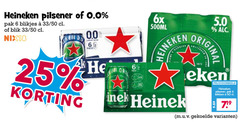  heineken 0.0 blikjes bier 6 25 50 pilsener pak 33 blik nix18 pack 6x 500ml origine blikken 
