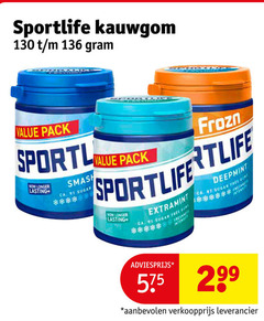  sportlife kauwgom 1 7 pack longer lasting smash frozn ca. sugar extramint free sun deepmint 
