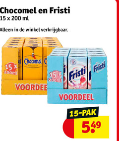  chocomel fristi chocolademelk drinkyoghurt 15 200 ml 200ml ice voordeel pak 