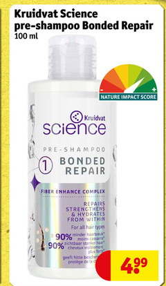  kruidvat huismerk shampoo 1 90 100 science bonded repair ml nature impact score enhance complex repairs hydrates from within for all hair types moins minder haarbreuk zichtbaar sterker haar cheveux hitte la 