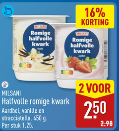  milsani kwark 2 16 23 250 450 romige halfvolle vanille aardbei nutri score stracciatella stuk 
