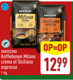  barissimo koffiebonen 1 1000 coffee experts milano crema intensity siciliano espresso 7 10 9 people nature whole beans 
