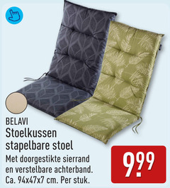  belavi stoelkussen stapelbare stoel doorgestikte sierrand verstelbare achterband ca. cm stuk 