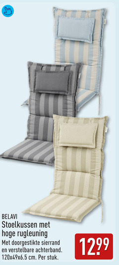  belavi stoelkussen rugleuning doorgestikte sierrand verstelbare achterband cm stuk 