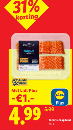 zalmfilet 31 250 huid ongeopend gewicht gekoeld bean certified farming 5.99 zalmfilets 