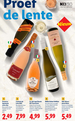  rose rode wijn 2 3 5 18 25 proef lente nix18 jaar alcohol legitimatie my france loire controller lago rosa dame gruner veltliner loss prosecco spumante dry mousserend formaat mimosa aoc mousserende frisse rosee tonen framboos granaatappel rosato lichte antipasti salade gegrilde vis zeevruchten klassieke appel citrus afgewisseld mineralen peper kip voorgerechten alsace pinot blanc zachte smaken alledaags 5.99 