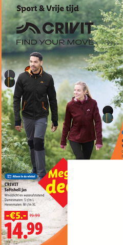 klik op dit plaatje voor een vergroting en voor vergelijkbare aanbiedingen gerelateerd aan
8 sport vrije your crivit softshell jas winddicht waterafstotend damesmaten l herenmaten xl 5. mega move 8 sport vrije your crivit softshell jas winddicht waterafstotend damesmaten l herenmaten xl 5. mega move