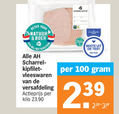  100 beter natuur boer scharrelei kipfilet- vleeswaren versafdeling actieprijs kilo scharrel kipfilet consumenten bond 