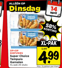  garnalen 6 14 25 tempura shrimp diepvries super choice xl pak stuks 00 pakken 