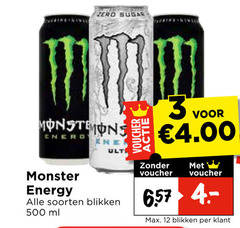  monster energiedrank 3 12 500 zero sugar voucher energy soorten blikken ml 6 