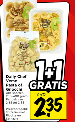  pasta 1 daily verse chef gnocchi soorten pak tortellini ricotta spinazie 