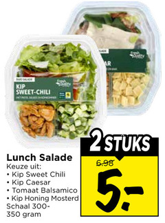  maaltijdsalade 350 kip sweet chili lunch salade caesar tomaat balsamico honing mosterd schaal 2stuks 