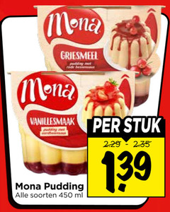  mona pudding 450 griesmeel vanillesmaak stuk soorten ml 