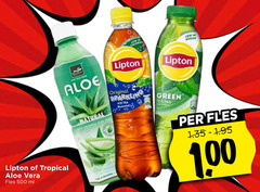  lipton ice tea fruitdrank 10 500 tropical aloe vera fles ml sugar natural original sparkling green 1 00 
