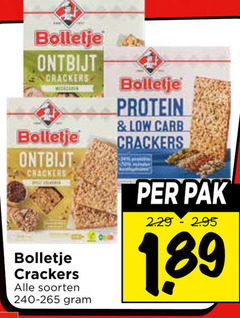  bolletje crackers ontbijt soorten protein carb pak 