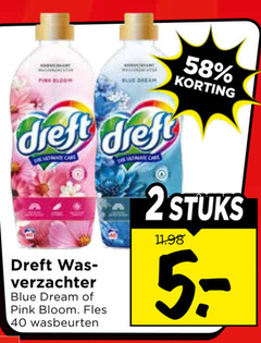  dreft wasverzachter 2 40 blue dream care verzachter pink bloom fles wasbeurten stuks 