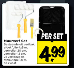  12 20 muurverf verfbak afdekfolie verfroller cm 2x verfbeugels afplaktape kwast 