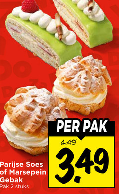  gebak 2 parijse soes marsepein pak stuks 