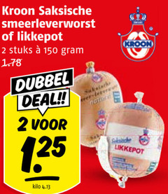  kroon leverworst 2 150 saksische smeerleverworst likkepot stuks dubbel deal natura kilo 