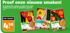  proef nieuwe smaken verspakket kip cashew tortilla pizza kids romige pasta zalm gebakken gnocchi pakket 4 50 