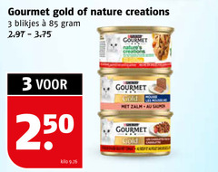  gourmet kattenvoer 3 250 gold nature creations blikjes mousse zalm salmon kilo 