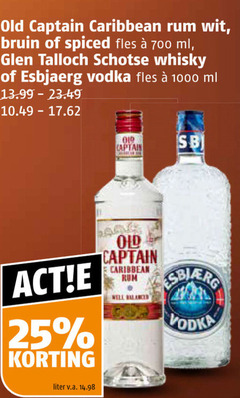  glen talloch old captain esbjaerg rum wodka whisky 25 700 1000 caribbean wit bruin spiced fles ml schotse vodka liter v.a. well balanced 