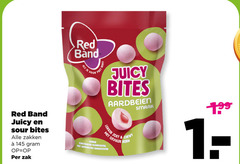  red band snoep juicy sour bites zakken zak b aardbeien zoet chewy kunstmatige kleurstoffen natuurlijke smaakstoffen 