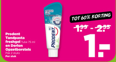  prodent tandpasta 2 60 fresh gel frisse muntsmaak adem 4in1 freshgel tube ml derlon opzetborstels pak stuks stuk 