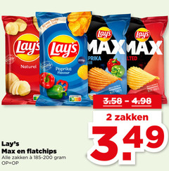  lays chips 2 taste less salt naturel paprika nutri flavour flatchips zakken 185-200 score crunch 