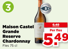  witte wijn 3 bob maison castel grande reserve chardonnay fles 