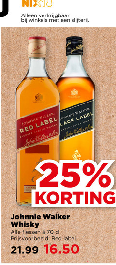  johnnie walker whisky 25 nix18 winkels slijterij red label blended scotch john flessen 