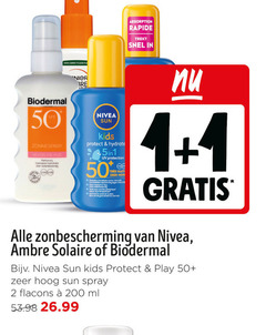  1 2 50 100 200 gerecyclede biodermal nivea sun zonnespray gevoelige huid intensieve hydratatie waterbestendig uva uvb kids protect 5-in-1 uv protection trees haut bescherming peau la gezondheid absorption zonbescherming ambre solaire play hoog spray ml 