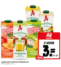  dubbeldrank appelsientje dubbelfrisss fruitdrank 1 2 3 mast rijk vitamine dubbel drank fruit drink receptuur vleugje zuivel sinaasappel goudappeltje perzik sensatie pomme volle fruitige fruitdrink pakken liter mango guanaban appel senso 