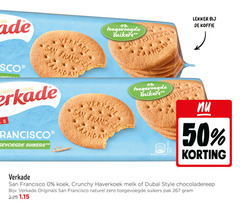  verkade biscuit 2 34 50 kade san francisco toegevoegde suikers koffie 1x 8 100g koek crunchy melk style chocoladereep originals naturel zero pak 
