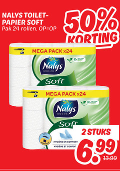  nalys toiletpapier 2 24 50 80 toilet papier soft pak rollen mega pack nature hygiene comfort stuks 6 99 