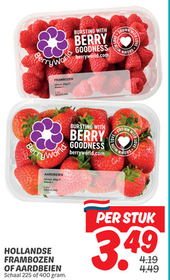  frambozen aardbeien 1 225 400 inhoud klasse nederland with love go berry goodness hollandse schaal stuk 