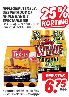  texels affligem desperados speciaalbieren 6 25 30 33 60 apple bandit speciaalbier fles blik skuumkoppe tarwebier 6x 330ml original pack beer with stuk 