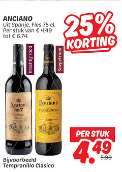  rode wijn 25 2020 rood spanje fles stuk no.7 reserva rioja tempranillo soepel clasico 5.99 
