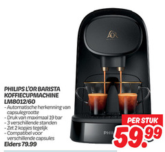  philips nespresso apparaten 2 19 60 l barista automatische druk maximaal bar standen kopjes compatibel capsules elders stuk 