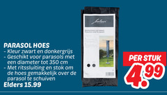  350 parasol hoes belavi beschermhoes protection cover for kleur zwart donkergrijs parasols diameter cm ritssluiting stok schuiven elders stuk 4 9 