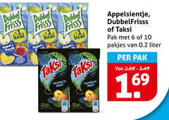  dubbelfrisss taksi appelsientje fruitdrank 6 10 40 dubbel frisss appel perzik tropisch fruit l rijk vitamine pak liter 